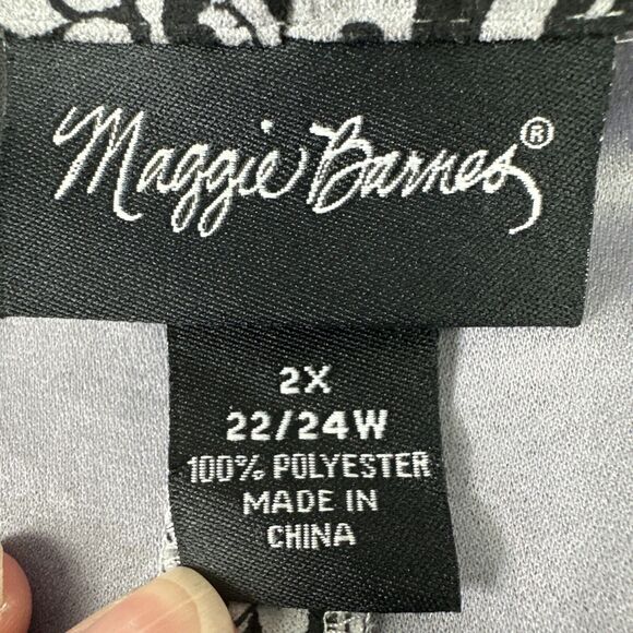 Maggie Barnes Paisley Art to Wear Blazer Womens Sz 2X 22/24 Black Silver Classic - Picture 8 of 9